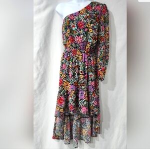 Floral One Shoulder High Low Dress Cottagecore Garden Party XL